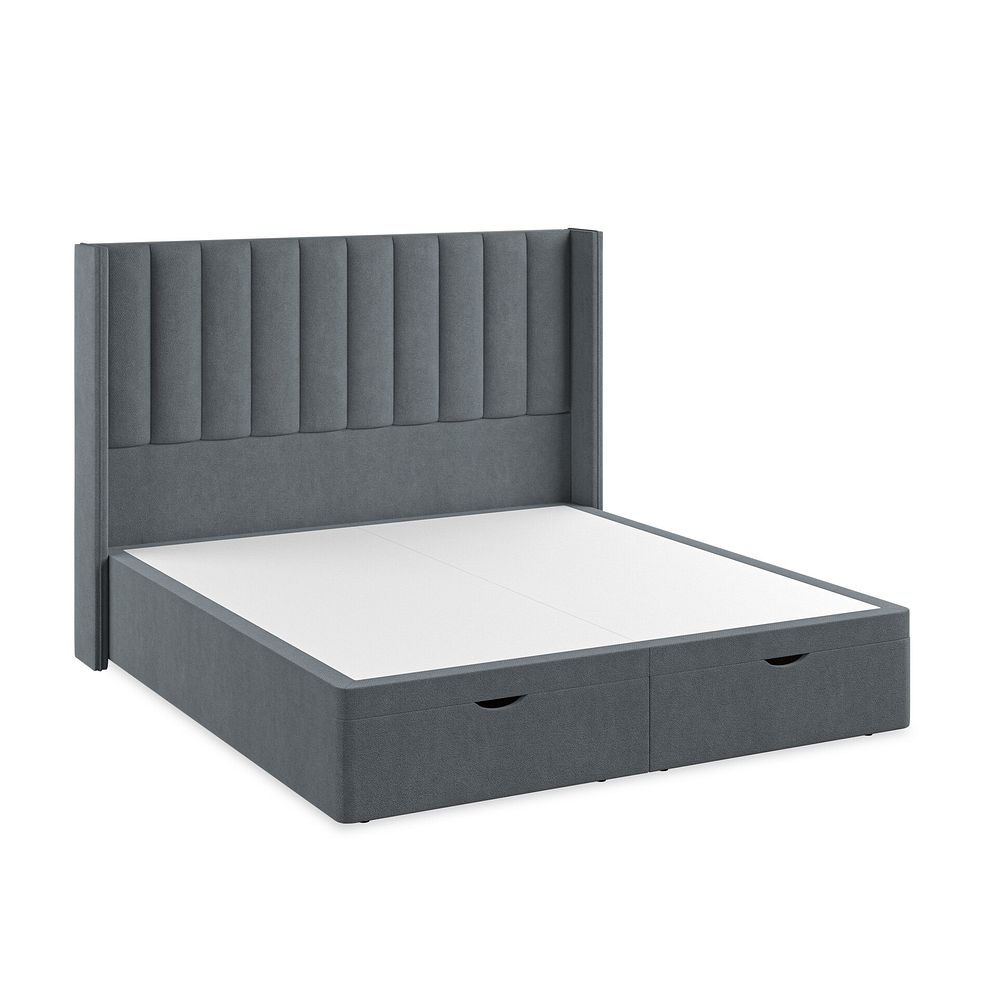 Amersham Super King-Size Ottoman Storage Bed with Winged Headboard in Venice Fabric - Graphite 2