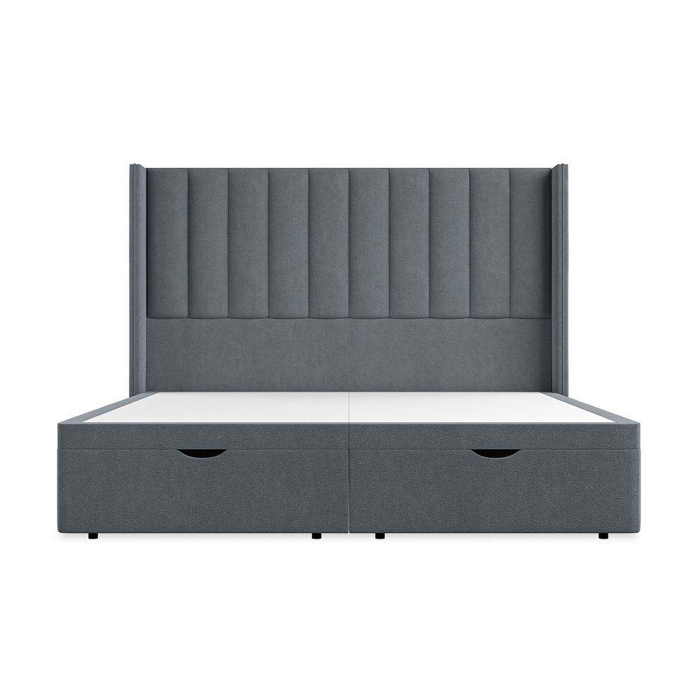 Amersham Super King-Size Ottoman Storage Bed with Winged Headboard in Venice Fabric - Graphite 4