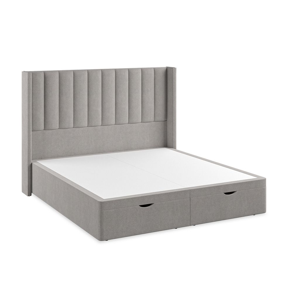 Amersham Super King-Size Ottoman Storage Bed with Winged Headboard in Venice Fabric - Grey 2