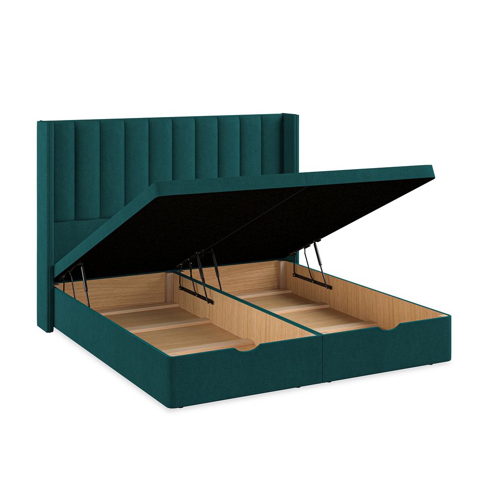 Amersham Super King-Size Ottoman Storage Bed with Winged Headboard in Venice Fabric - Teal Thumbnail 3