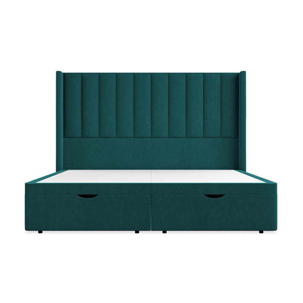 Amersham Super King-Size Ottoman Storage Bed with Winged Headboard in Venice Fabric - Teal 4