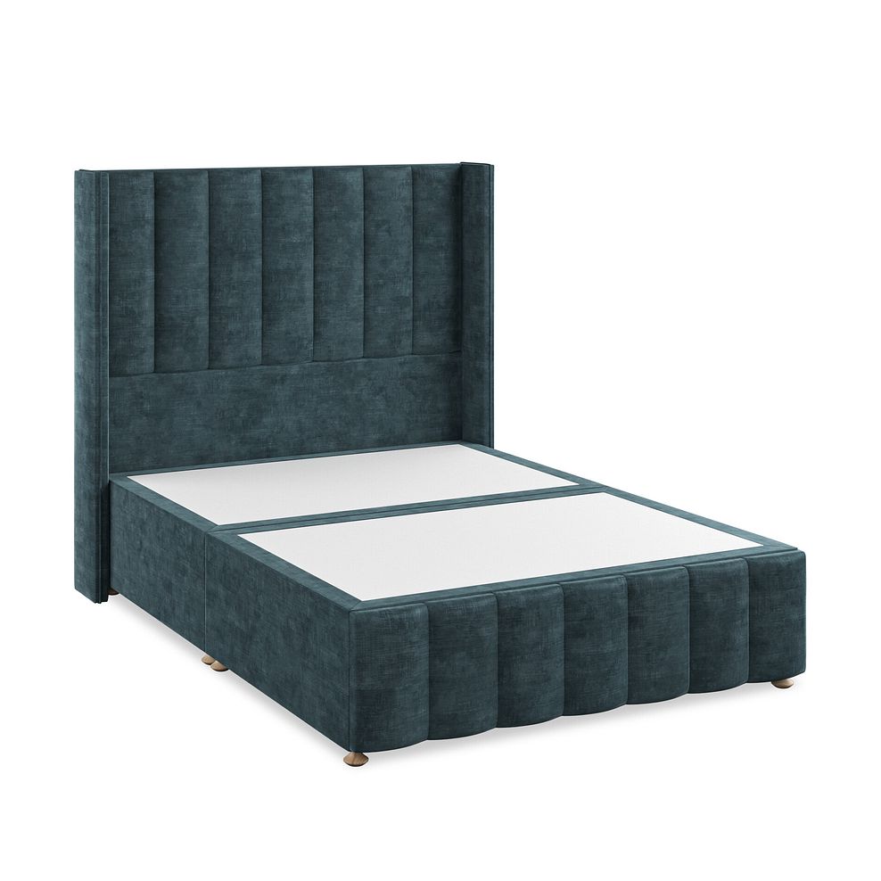 Amersham Double Divan Bed with Winged Headboard in Heritage Velvet - Airforce 5
