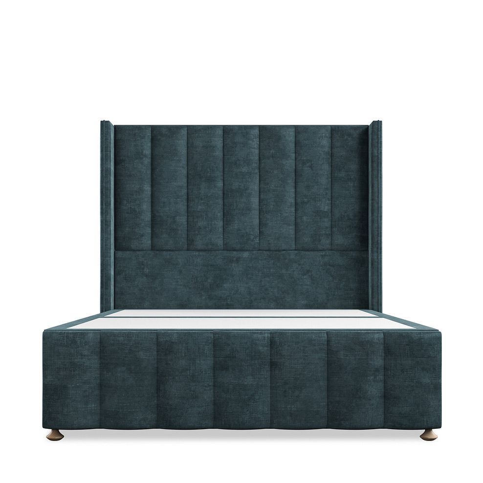 Amersham Double Divan Bed with Winged Headboard in Heritage Velvet - Airforce 6