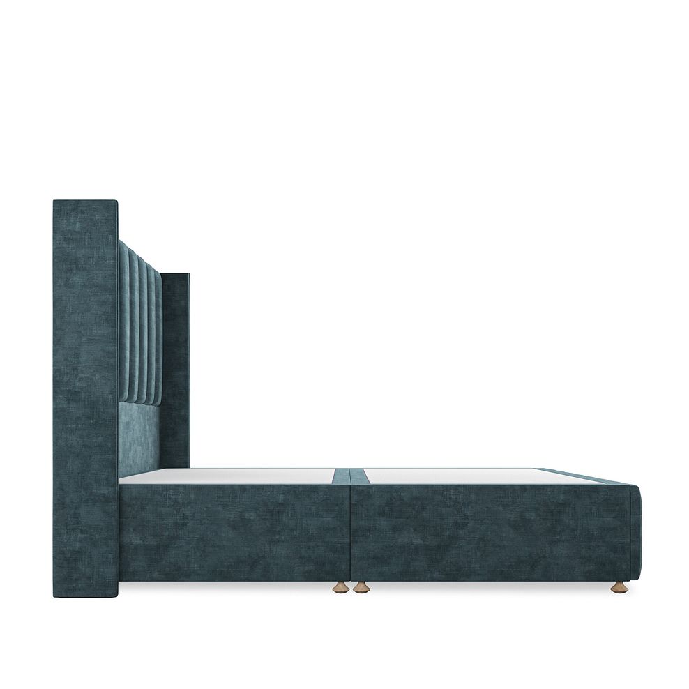 Amersham King-Size Divan Bed with Winged Headboard in Heritage Velvet - Airforce 7