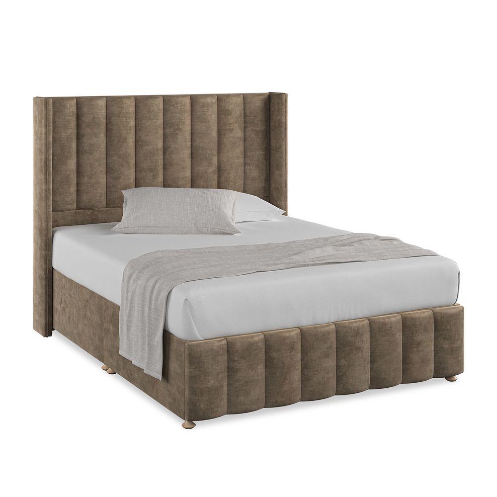 Amersham King-Size Divan Bed with Winged Headboard in Heritage Velvet - Cedar Thumbnail 1