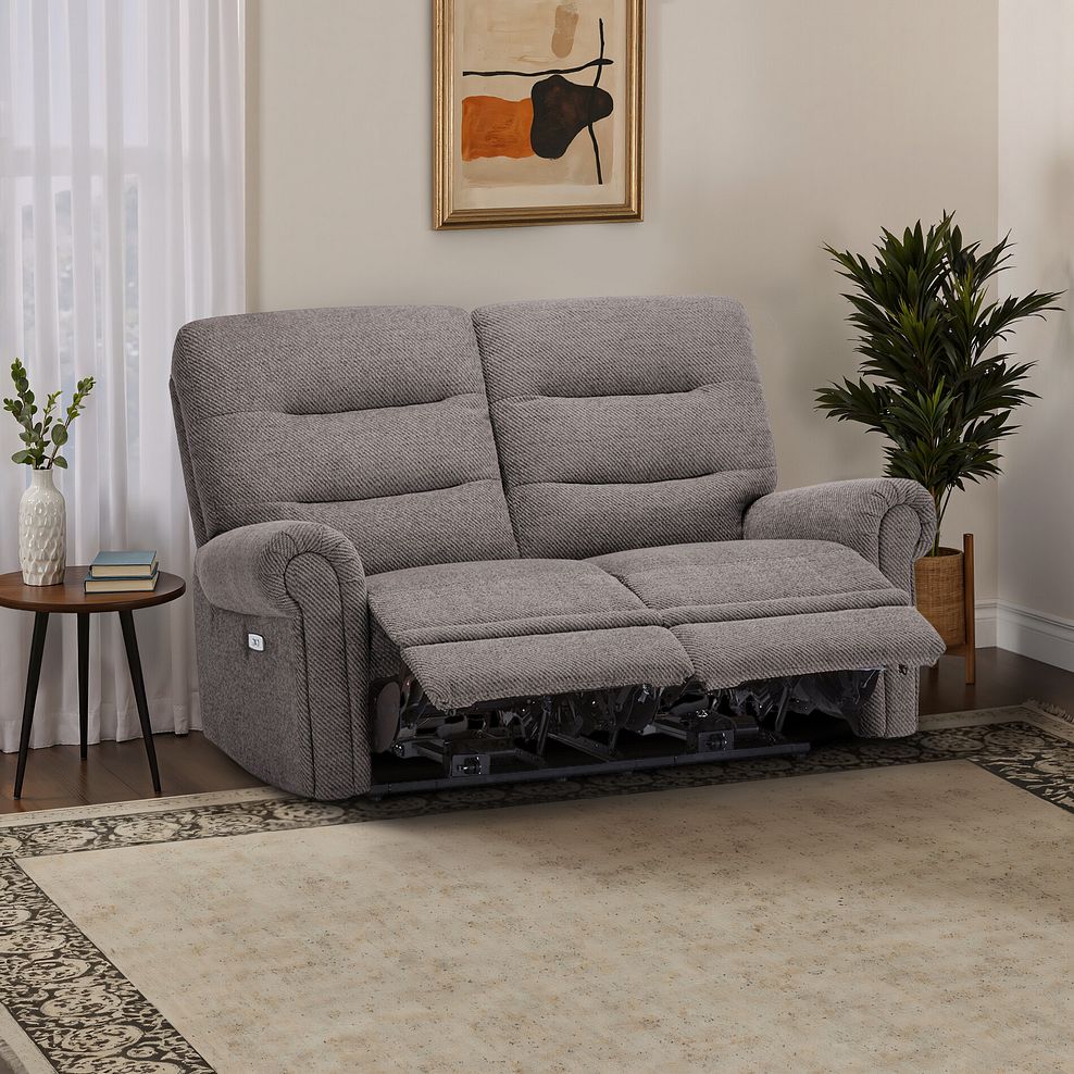 Eastbourne Recliner 2 Seater with USB in Andaz Charcoal Fabric 1