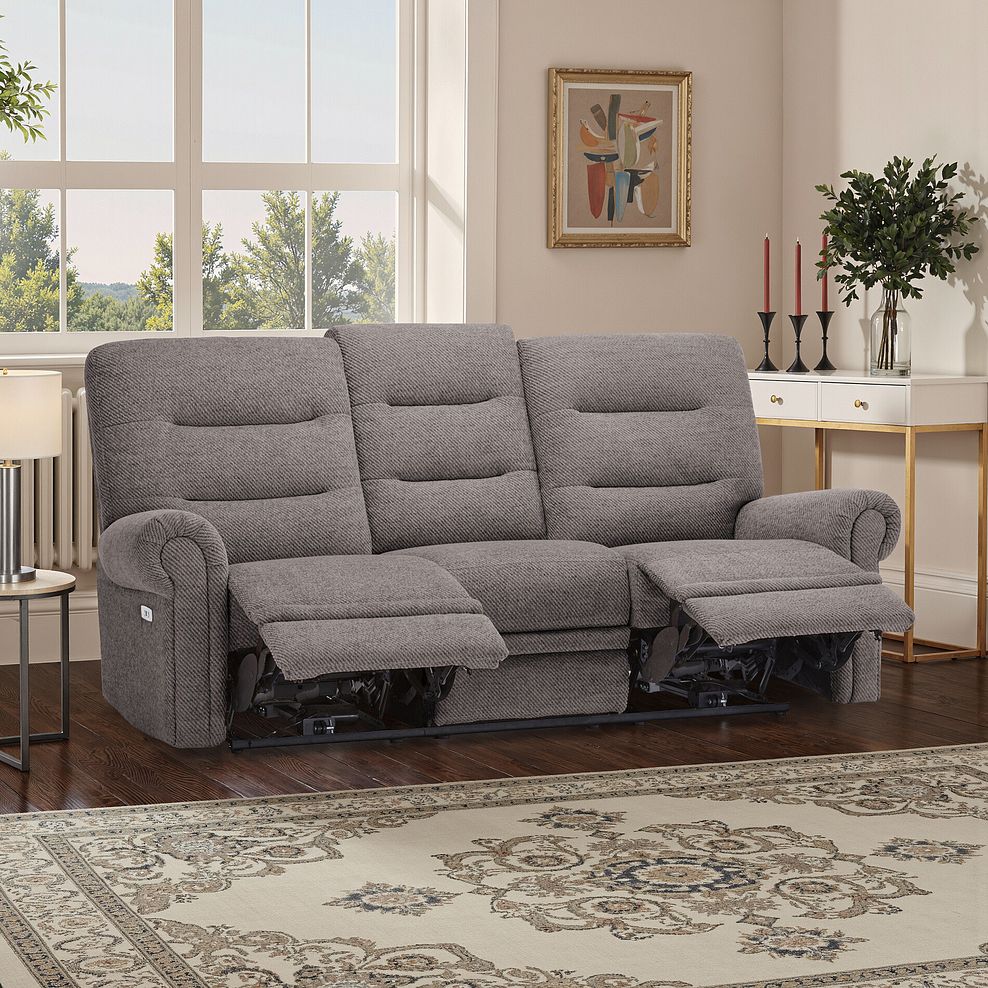 Eastbourne Recliner 3 Seater with USB in Andaz Charcoal Fabric 1