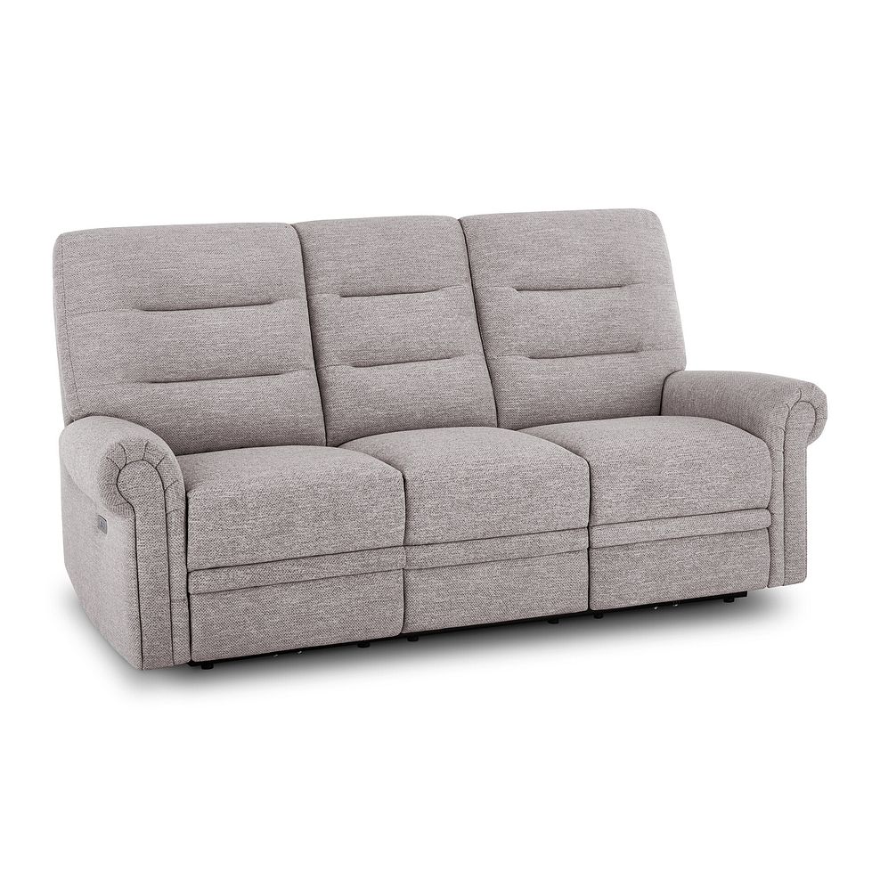 Eastbourne Recliner 3 Seater with USB in Andaz Silver Fabric 1
