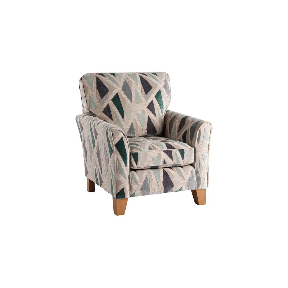 Claremont Accent Chair in Patterned Aqua Fabric