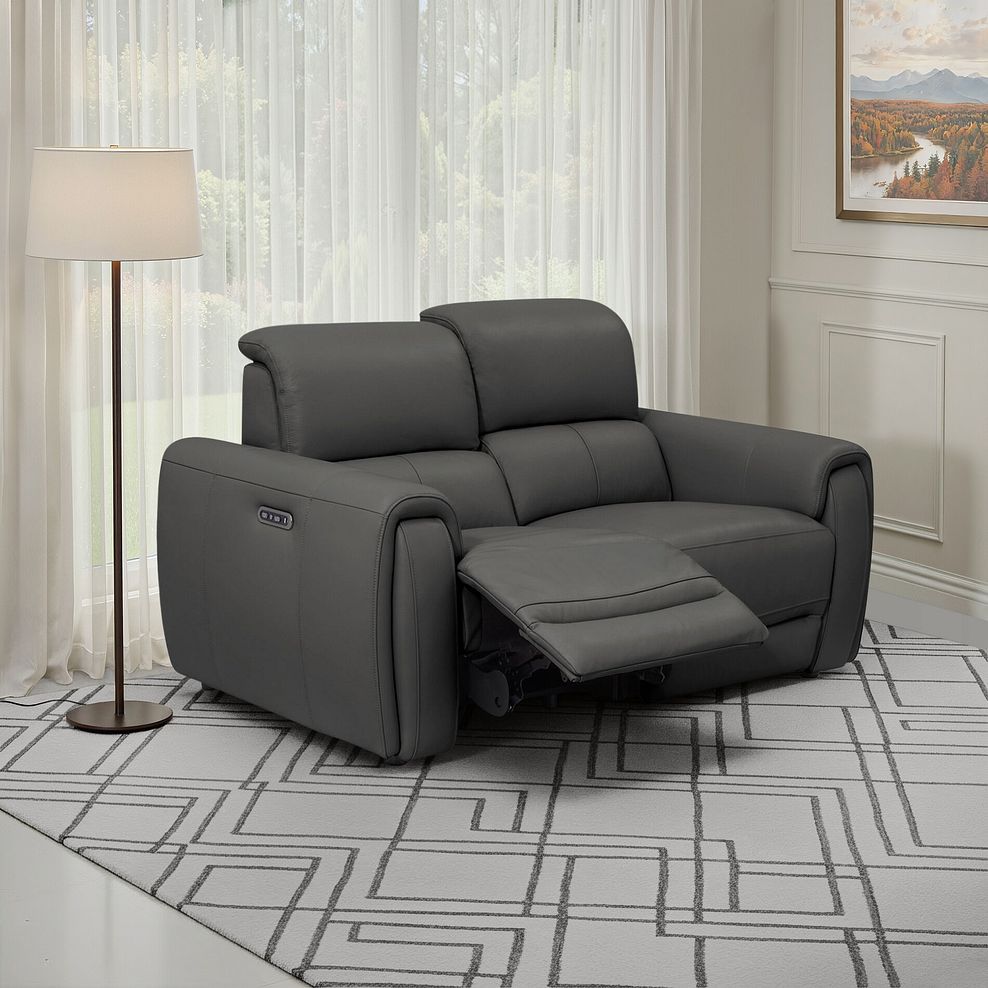 Arabella 2 Seater Power Recliner Sofa in Elephant Grey Leather 1