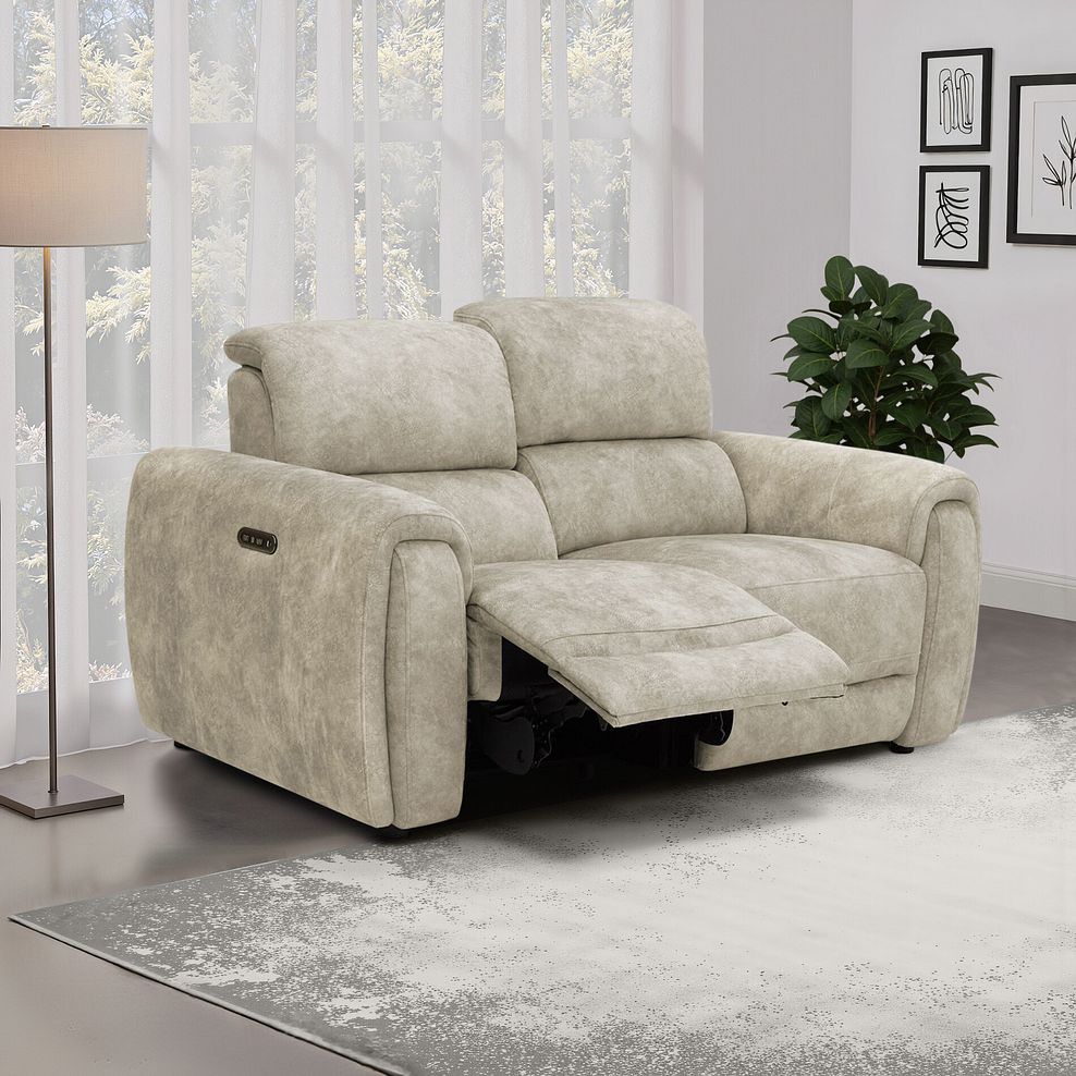 Arabella 2 Seater Power Recliner Sofa in Marble Cream Fabric 1