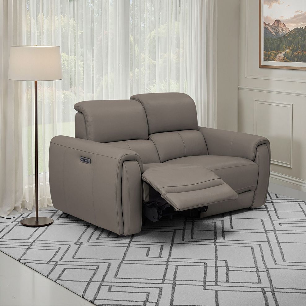 Arabella 2 Seater Power Recliner Sofa in Oyster Leather 1