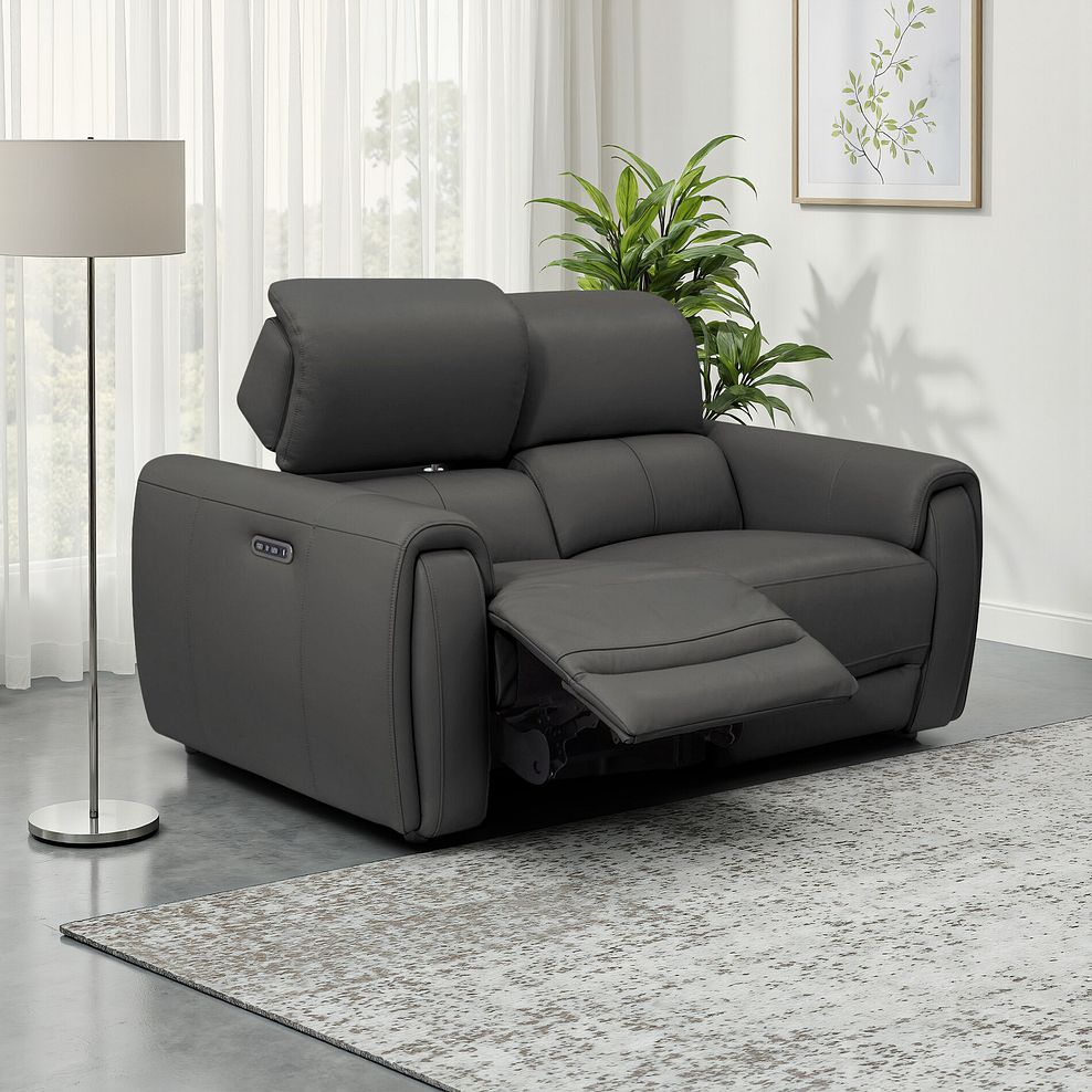 Arabella 2 Seater Power Recliner Sofa with Adjustable Power Headrest in Elephant Grey Leather 1