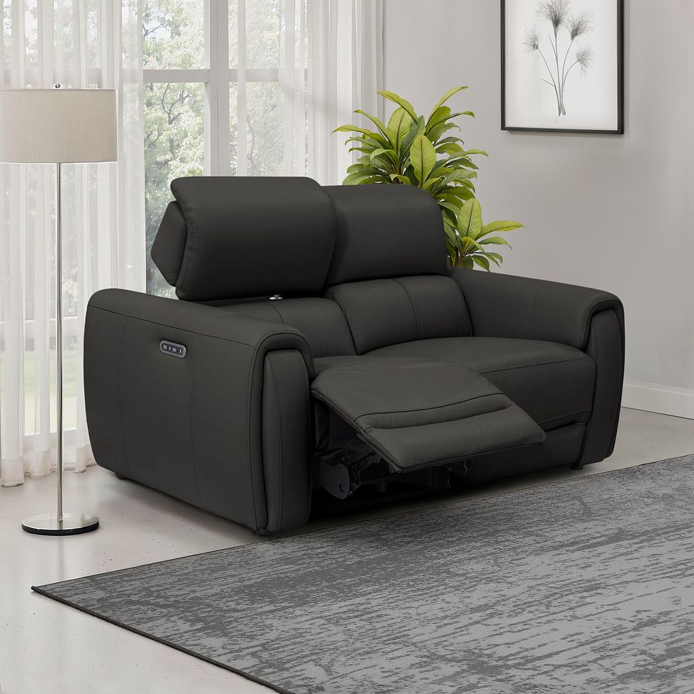 Arabella 2 Seater Power Recliner Sofa with Adjustable Power Headrest in Storm Leather 1