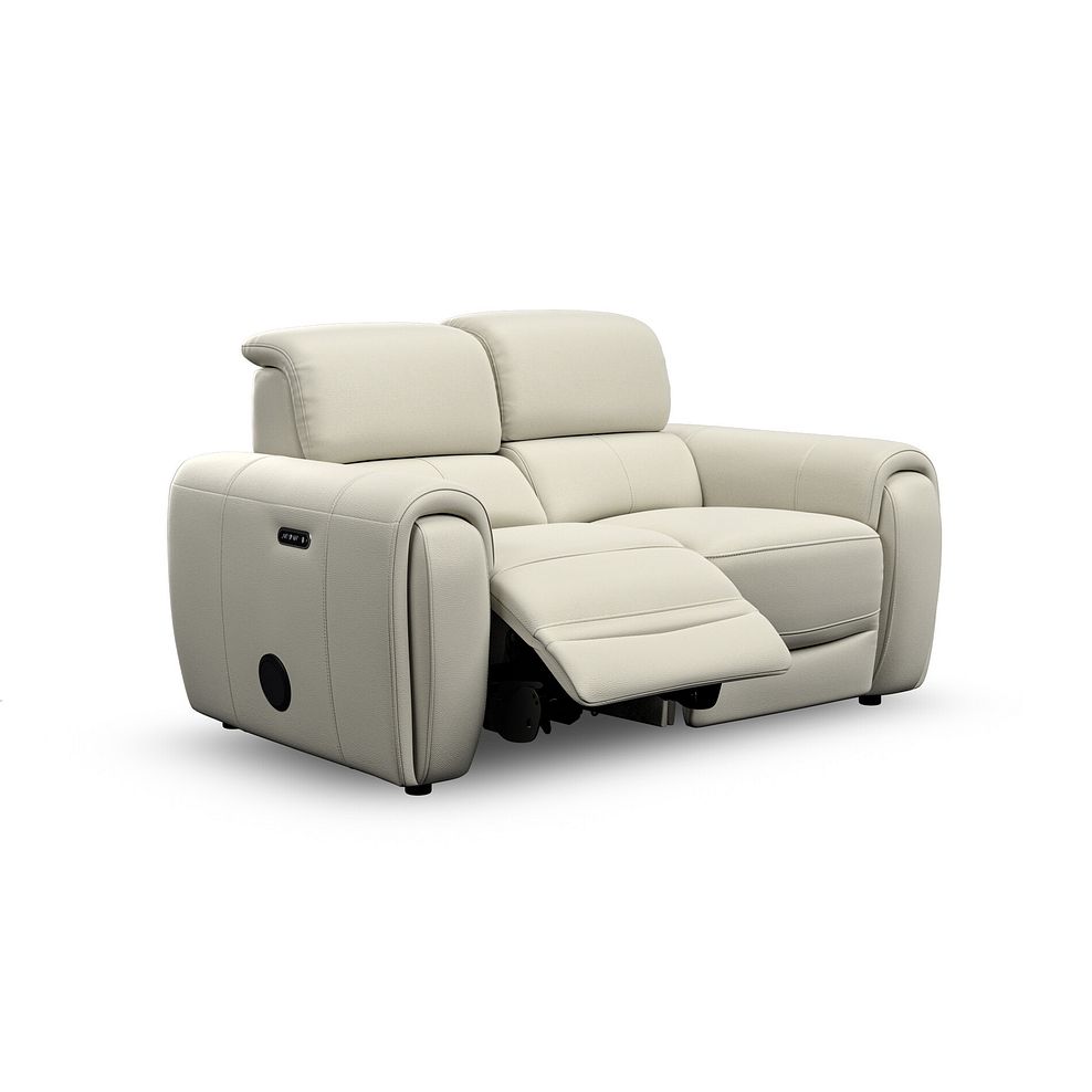 Arabella 2 Seater Power Recliner Sofa with Power Headrest and Speakers in Bone China Leather 2