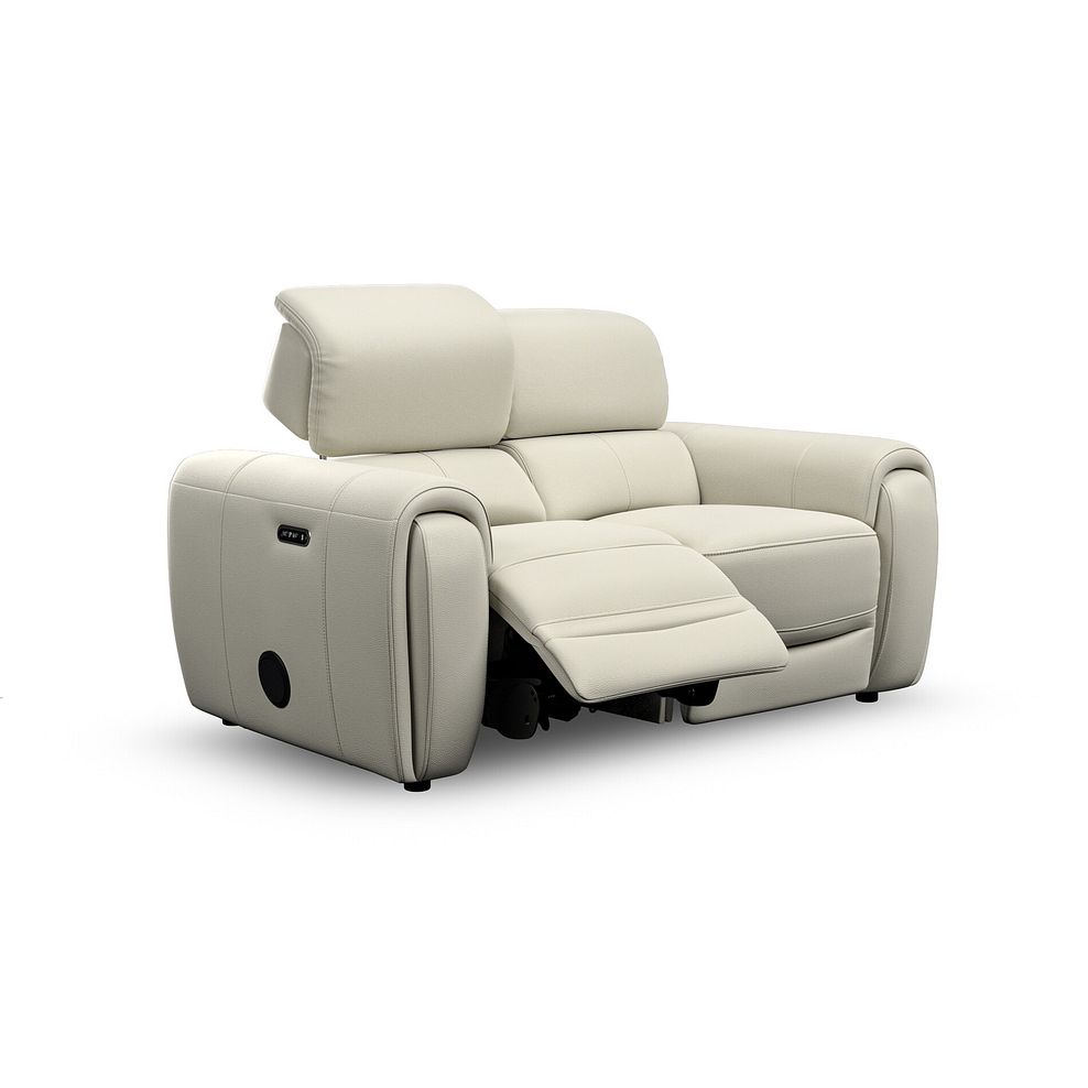 Arabella 2 Seater Power Recliner Sofa with Power Headrest and Speakers in Bone China Leather 3