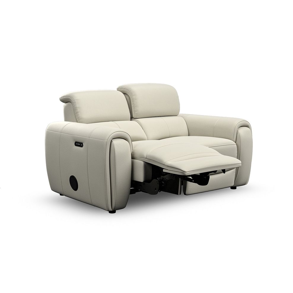 Arabella 2 Seater Power Recliner Sofa with Power Headrest and Speakers in Bone China Leather 4