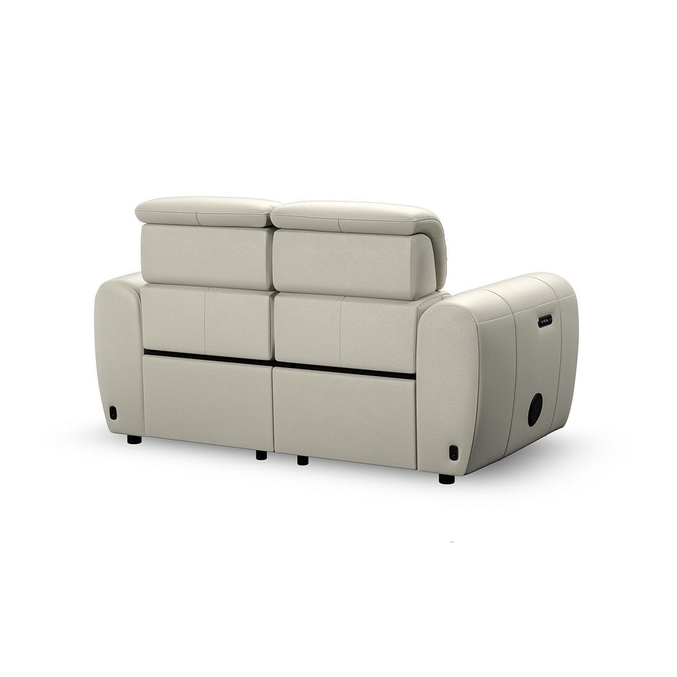 Arabella 2 Seater Power Recliner Sofa with Power Headrest and Speakers in Bone China Leather 7