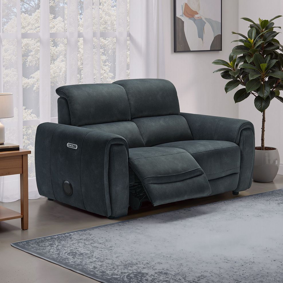 Arabella 2 Seater Power Recliner Sofa with Power Headrest and Speakers in Dexter Shadow Fabric 27