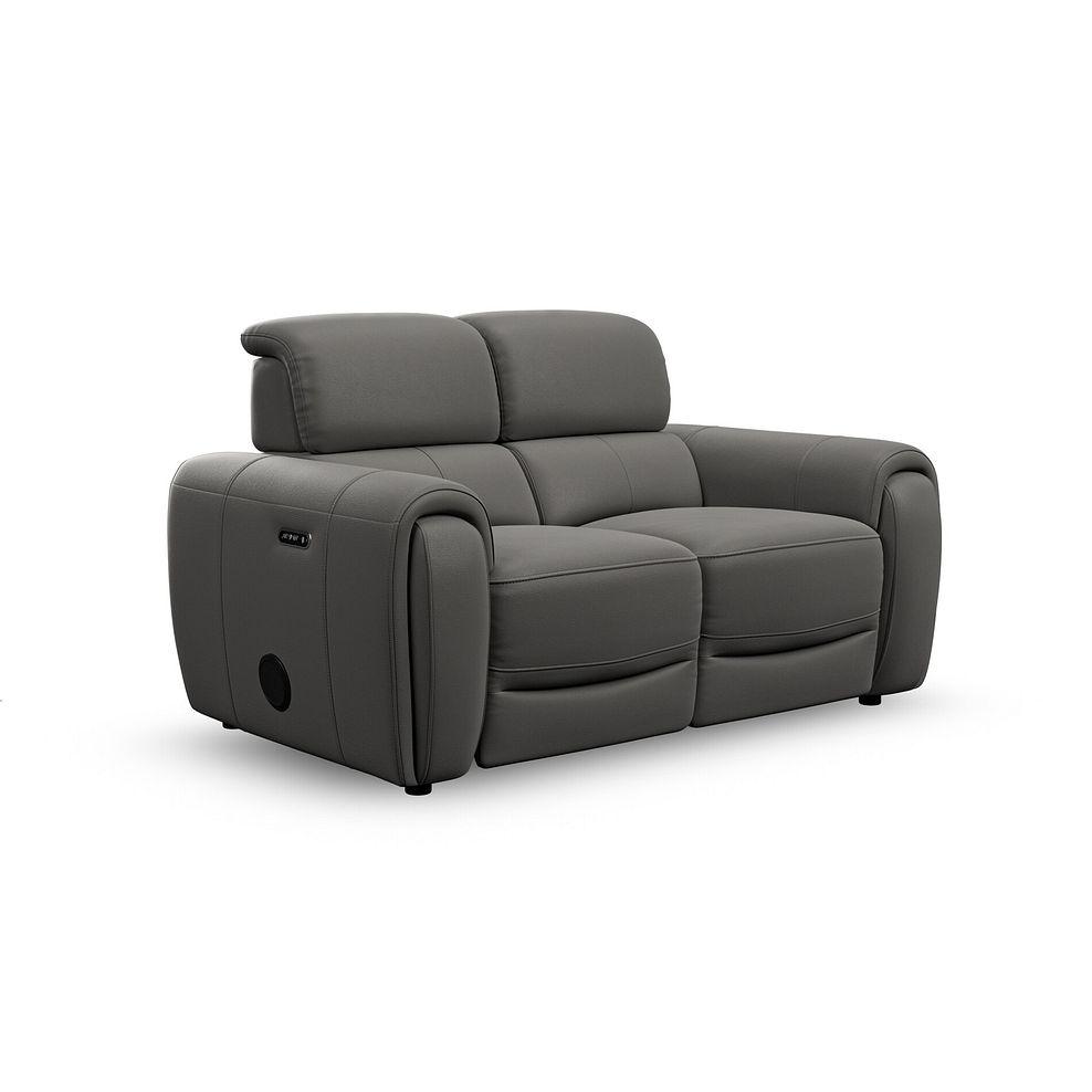 Arabella 2 Seater Power Recliner Sofa with Power Headrest and Speakers in Elephant Grey Leather 1