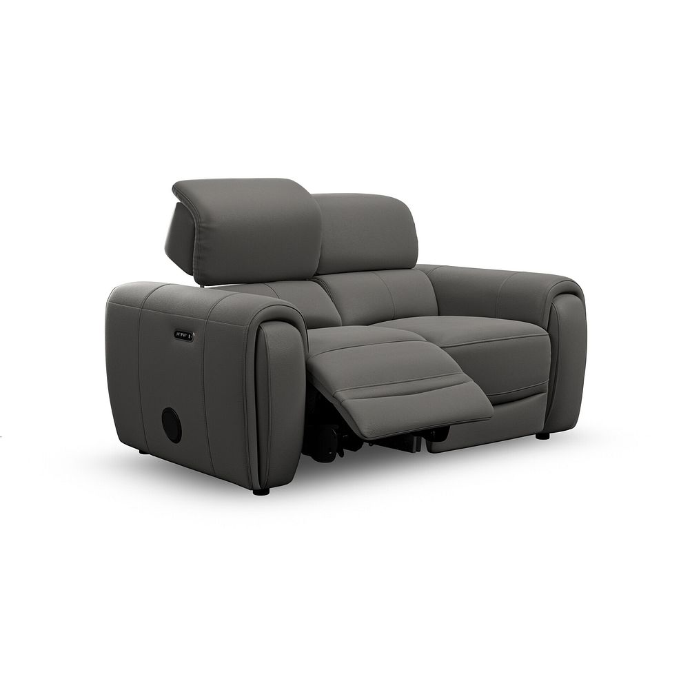 Arabella 2 Seater Power Recliner Sofa with Power Headrest and Speakers in Elephant Grey Leather 3