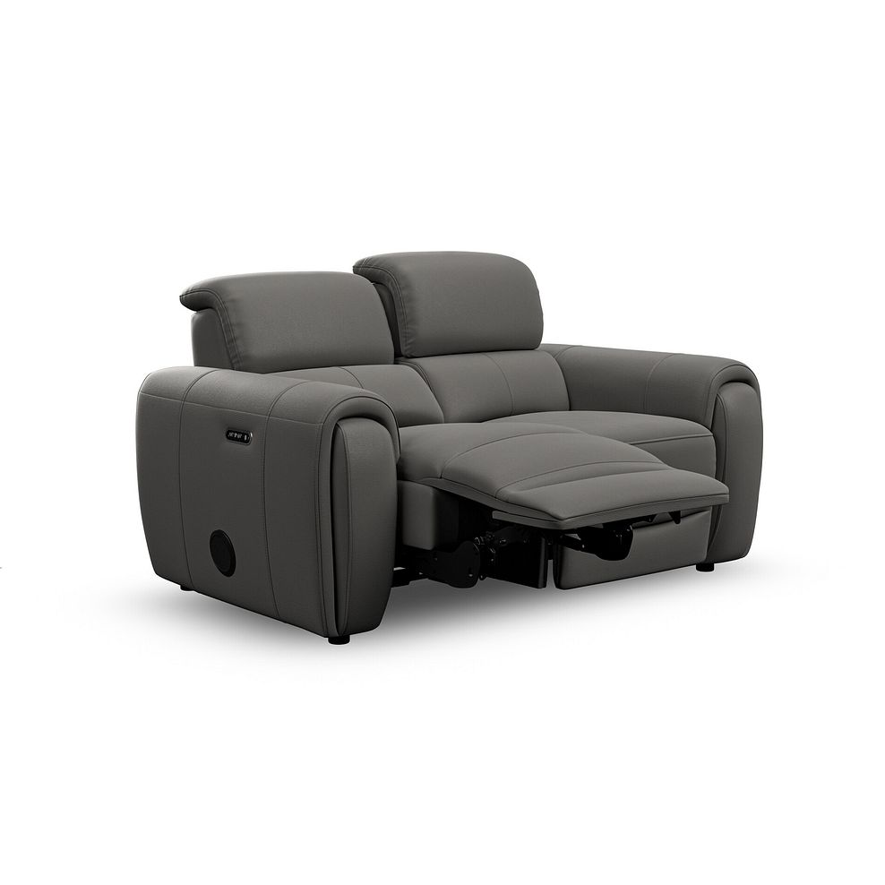 Arabella 2 Seater Power Recliner Sofa with Power Headrest and Speakers in Elephant Grey Leather 4