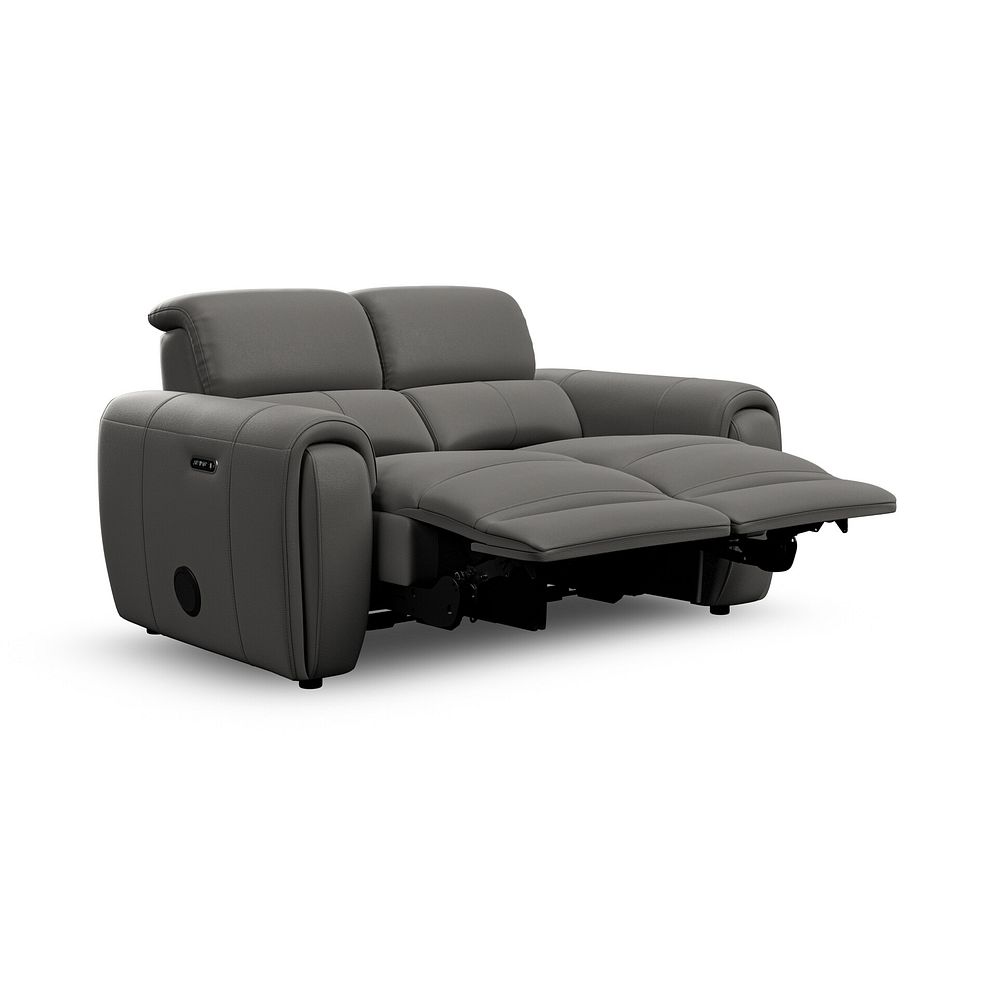 Arabella 2 Seater Power Recliner Sofa with Power Headrest and Speakers in Elephant Grey Leather 5