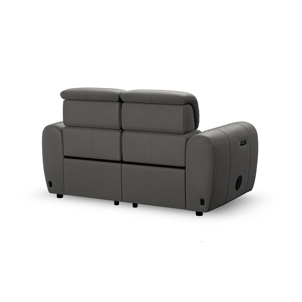 Arabella 2 Seater Power Recliner Sofa with Power Headrest and Speakers in Elephant Grey Leather 7
