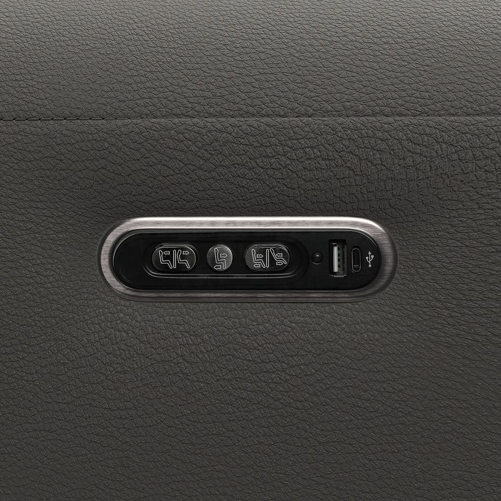 Arabella 2 Seater Power Recliner Sofa with Power Headrest and Speakers in Elephant Grey Leather 15