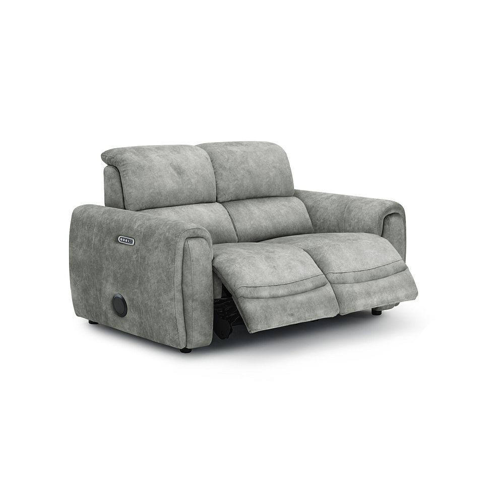Arabella 2 Seater Power Recliner Sofa with Power Headrest and Speakers in Marble Silver Fabric 2