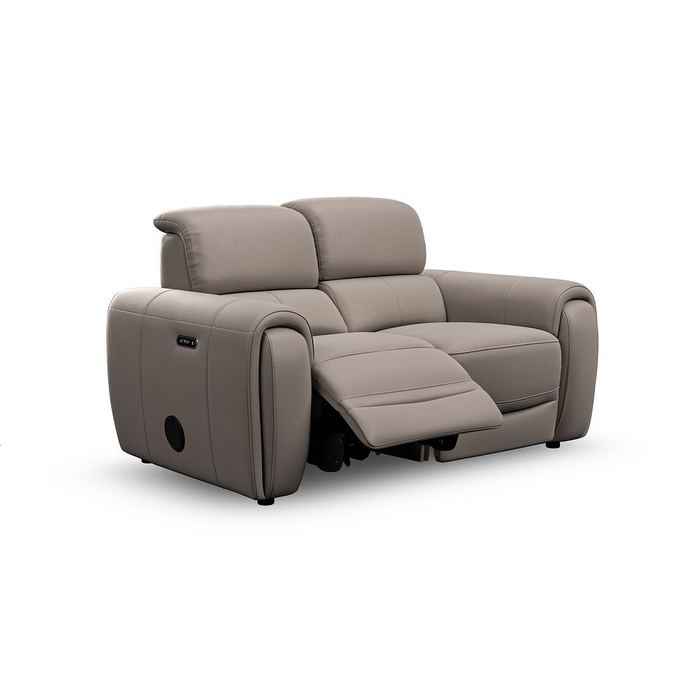 Arabella 2 Seater Power Recliner Sofa with Power Headrest and Speakers in Oyster Leather 2