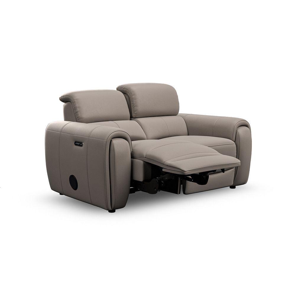 Arabella 2 Seater Power Recliner Sofa with Power Headrest and Speakers in Oyster Leather 4