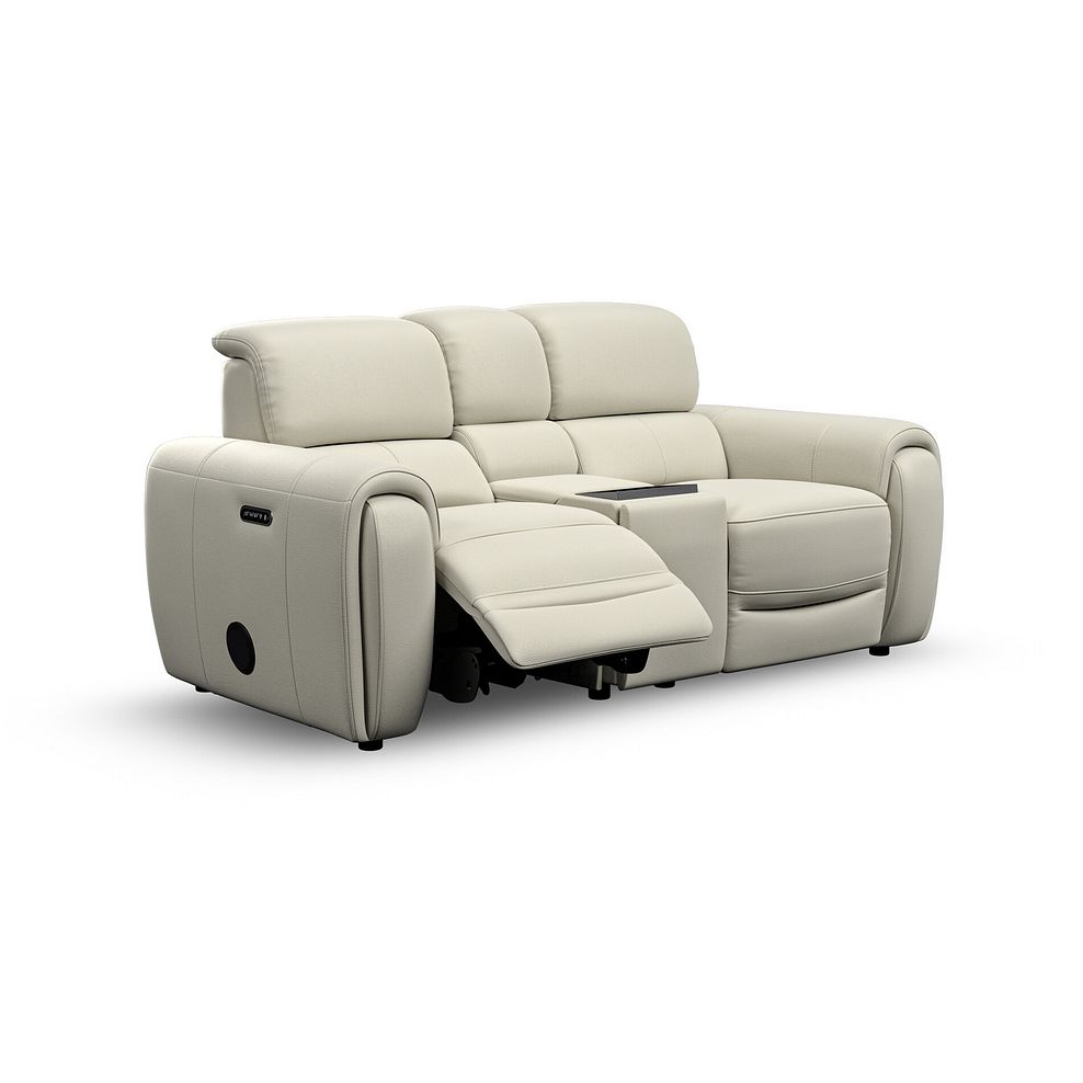 Arabella 2 Seater Recliner Console Sofa with Smart Screen in Bone China Leather 3
