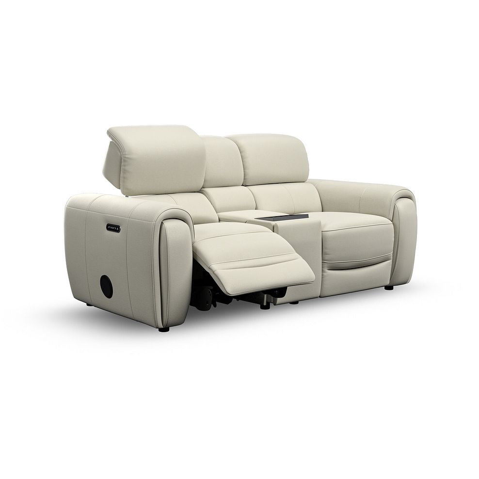 Arabella 2 Seater Recliner Console Sofa with Smart Screen in Bone China Leather 4