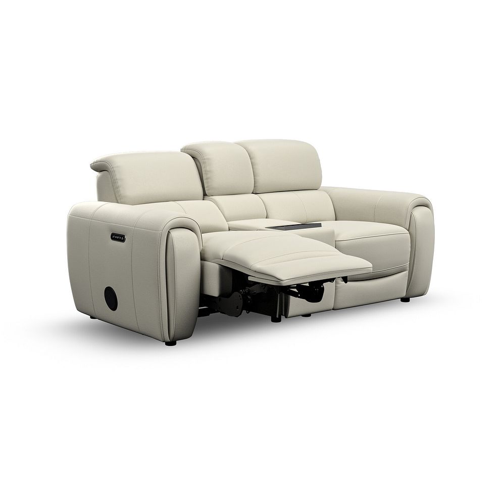 Arabella 2 Seater Recliner Console Sofa with Smart Screen in Bone China Leather 5