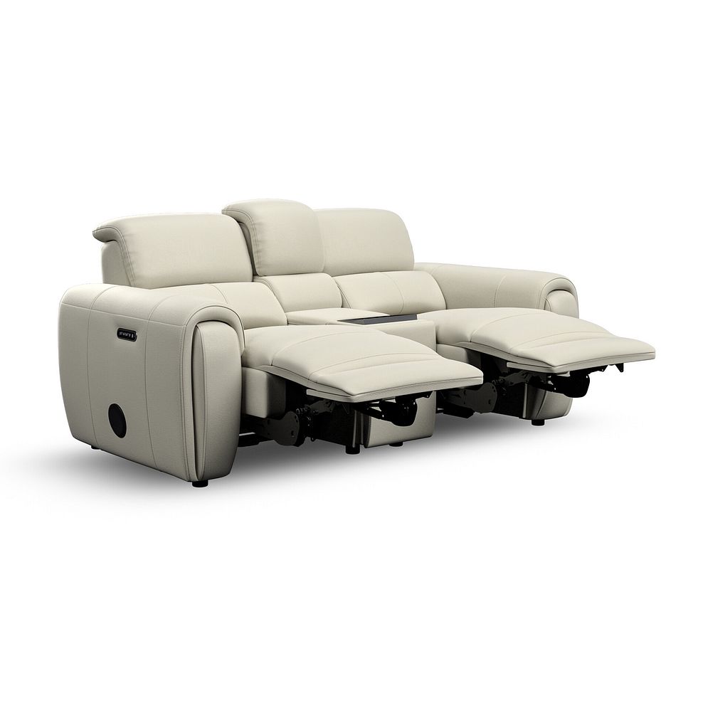 Arabella 2 Seater Recliner Console Sofa with Smart Screen in Bone China Leather 6