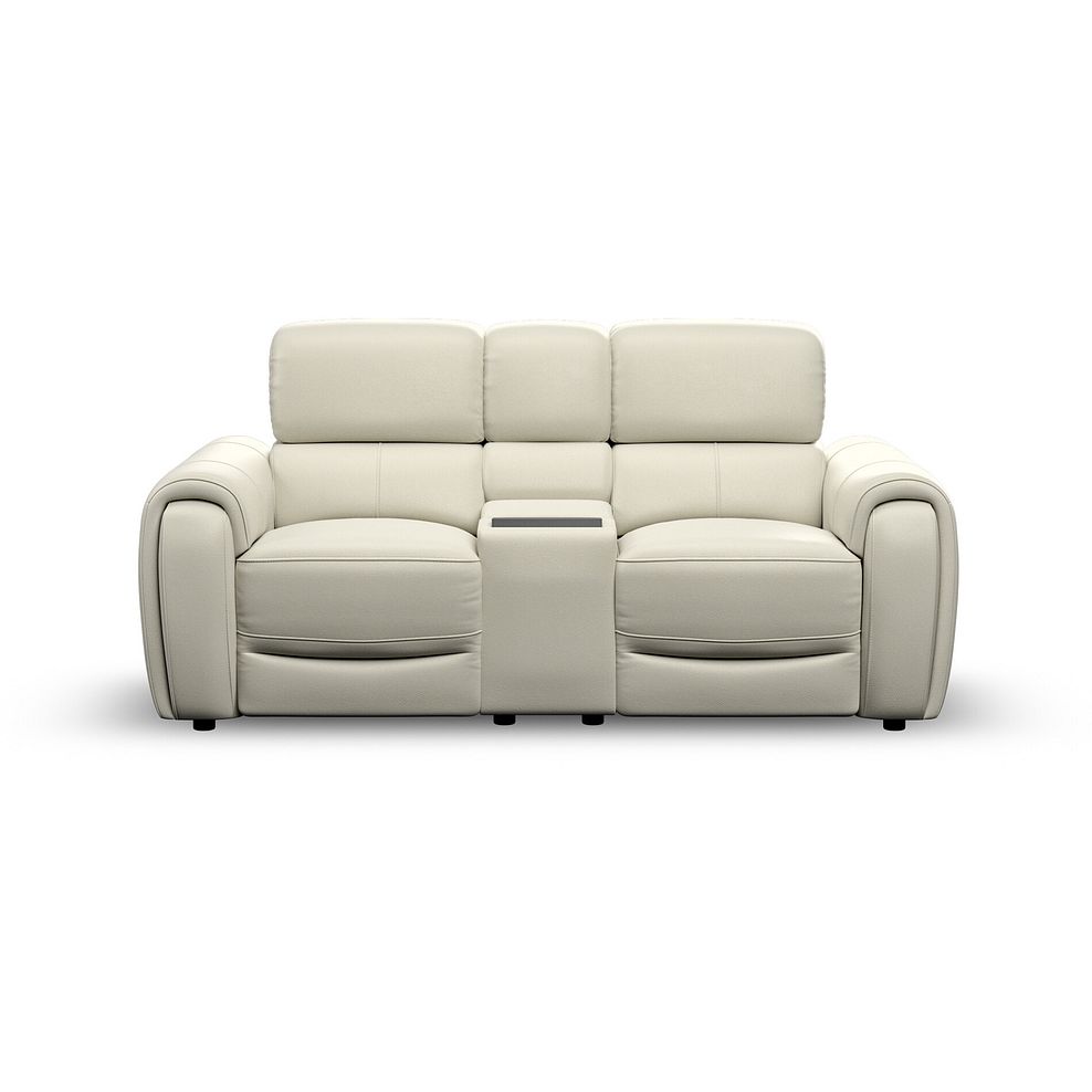 Arabella 2 Seater Recliner Console Sofa with Smart Screen in Bone China Leather 7