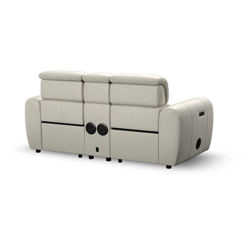 Arabella 2 Seater Recliner Console Sofa with Smart Screen in Bone China Leather 8