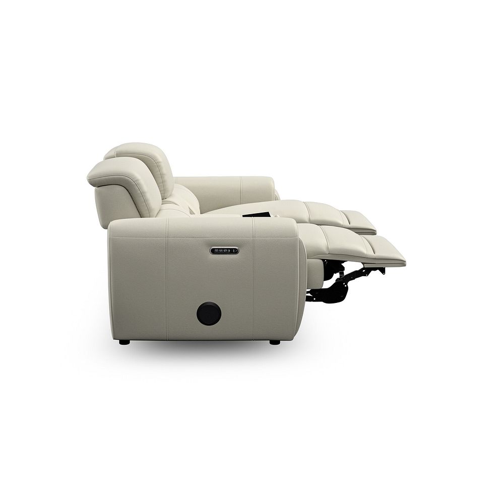 Arabella 2 Seater Recliner Console Sofa with Smart Screen in Bone China Leather 11