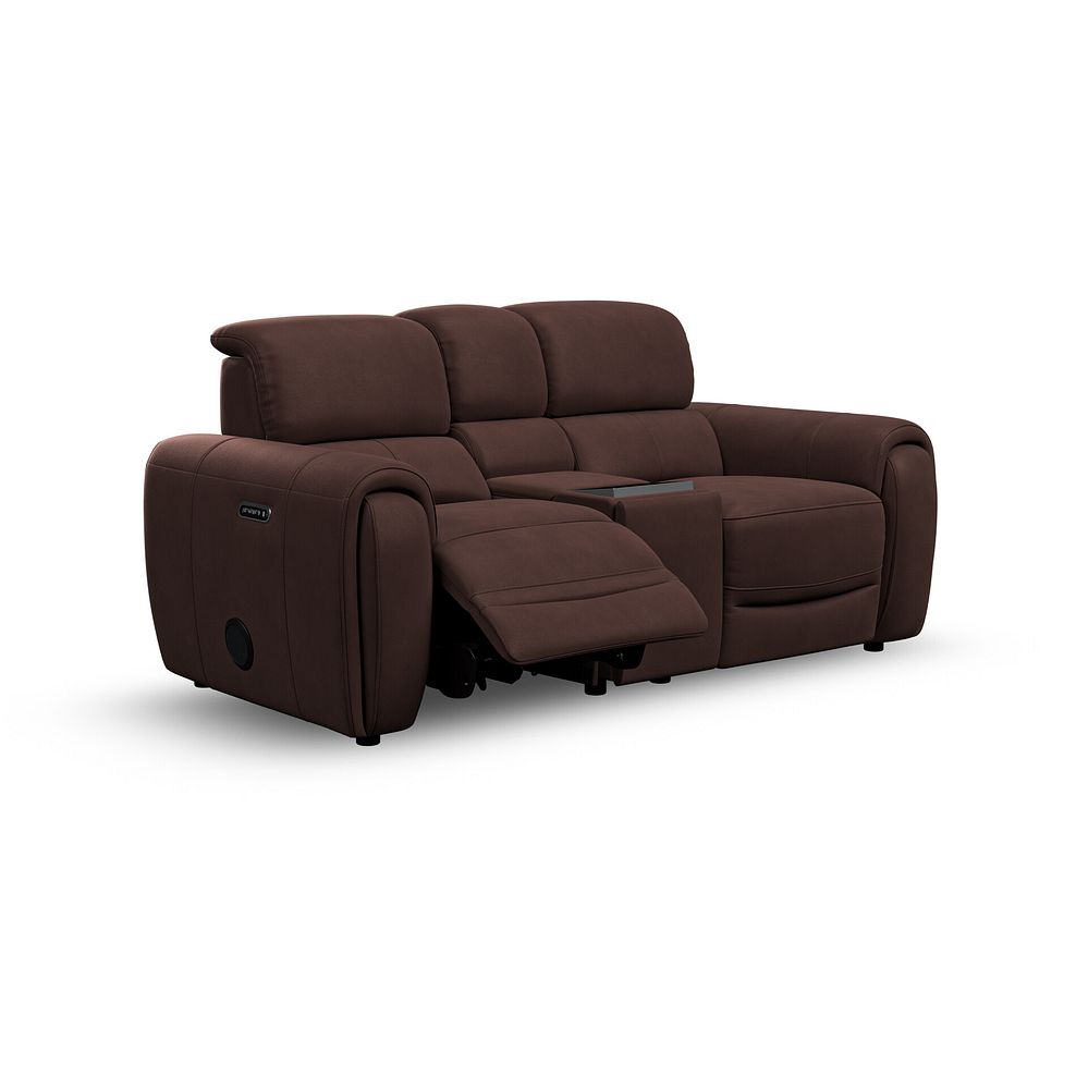 Arabella 2 Seater Recliner Console Sofa with Smart Screen in Chestnut Leather 3