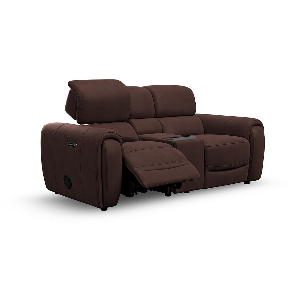 Arabella 2 Seater Recliner Console Sofa with Smart Screen in Chestnut Leather 4