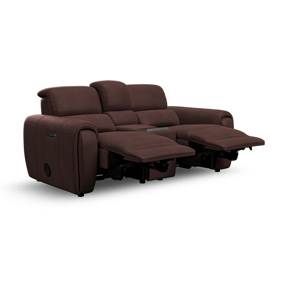 Arabella 2 Seater Recliner Console Sofa with Smart Screen in Chestnut Leather 6