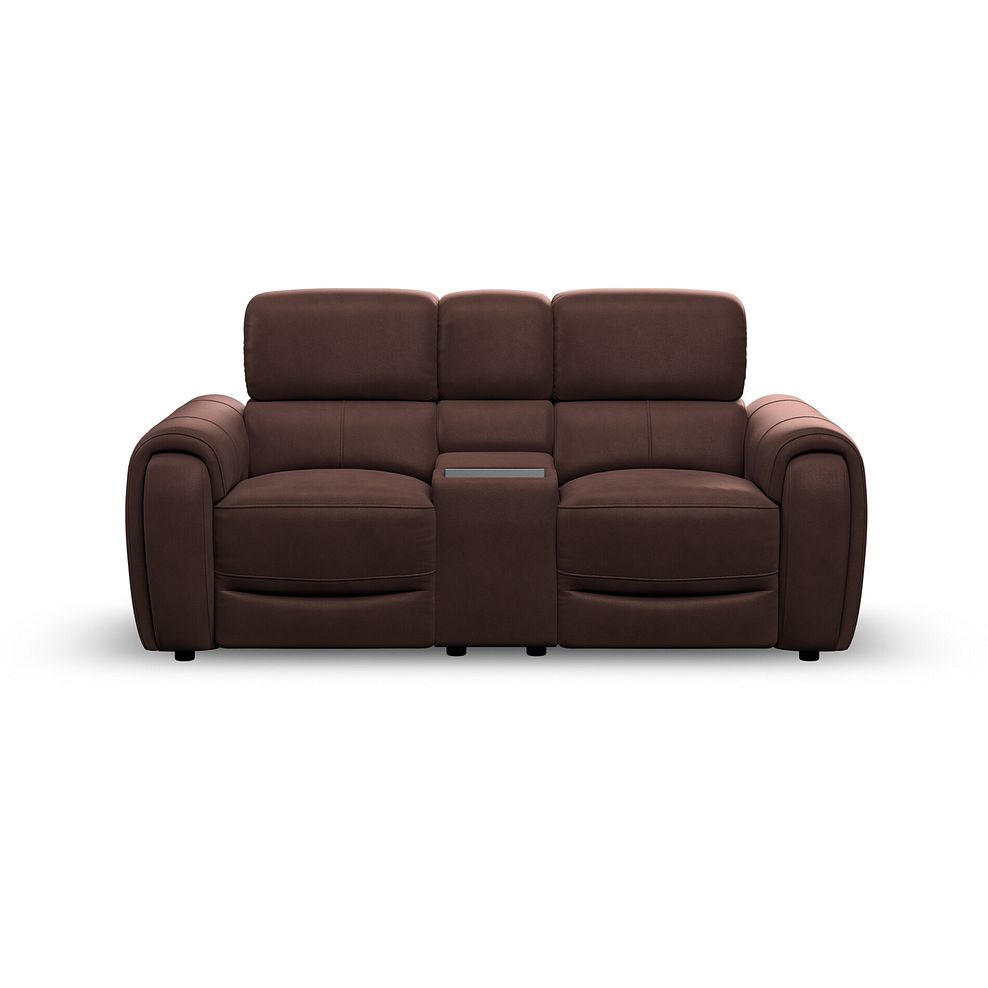 Arabella 2 Seater Recliner Console Sofa with Smart Screen in Chestnut Leather 7