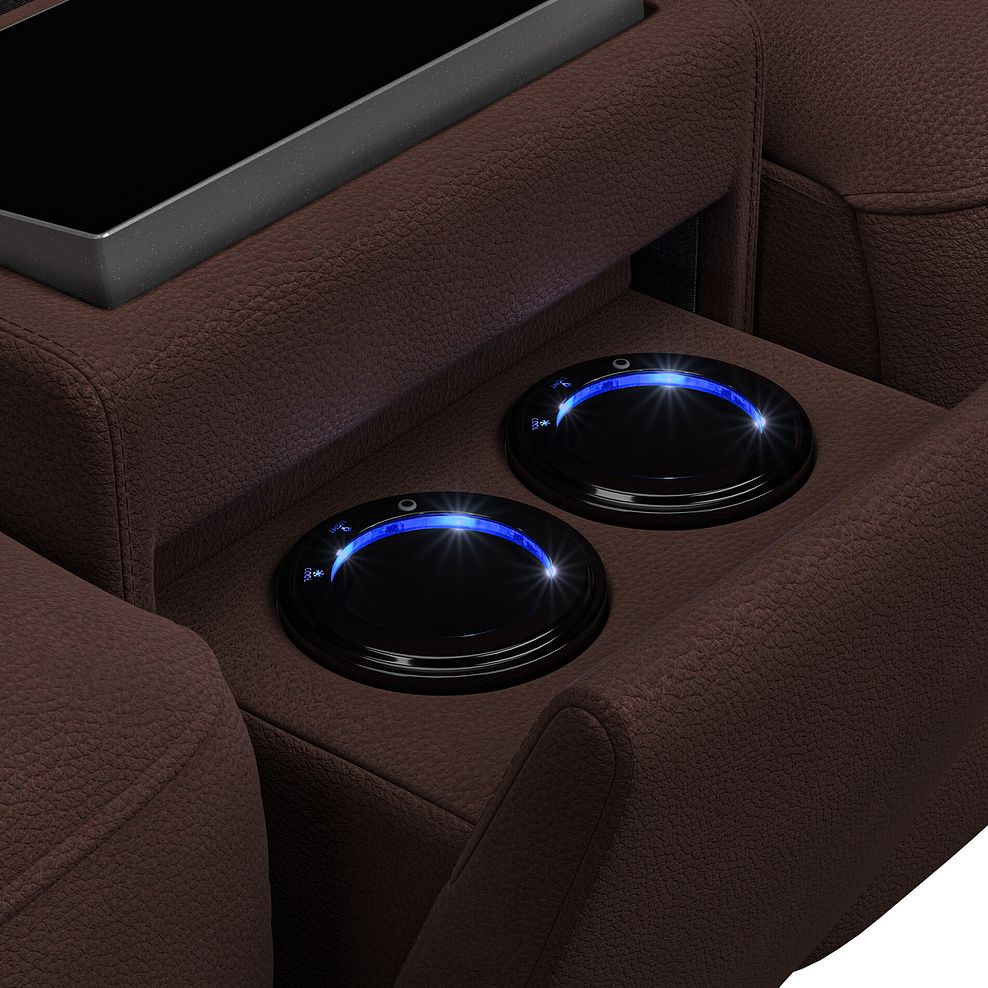 Arabella 2 Seater Recliner Console Sofa with Smart Screen in Chestnut Leather 19