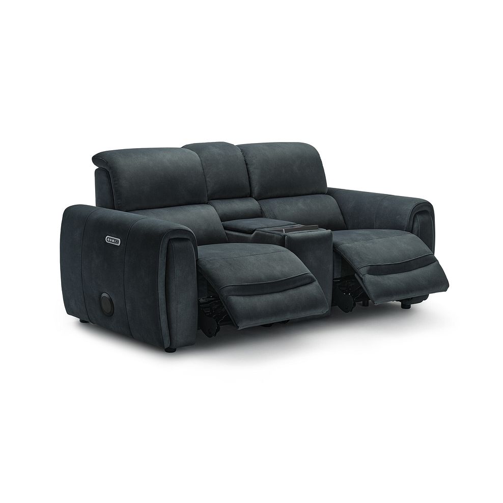 Arabella 2 Seater Recliner Console Sofa with Smart Screen in Dexter Shadow Fabric 10