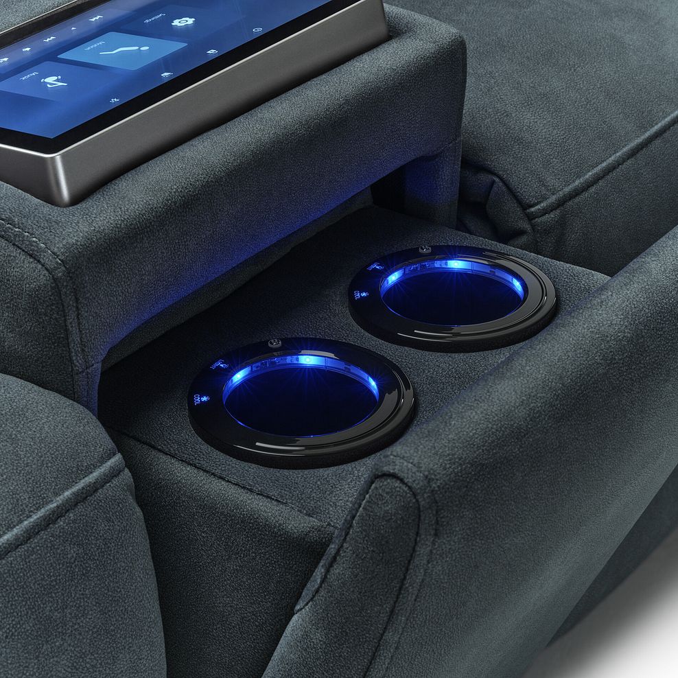 Arabella 2 Seater Recliner Console Sofa with Smart Screen in Dexter Shadow Fabric 19