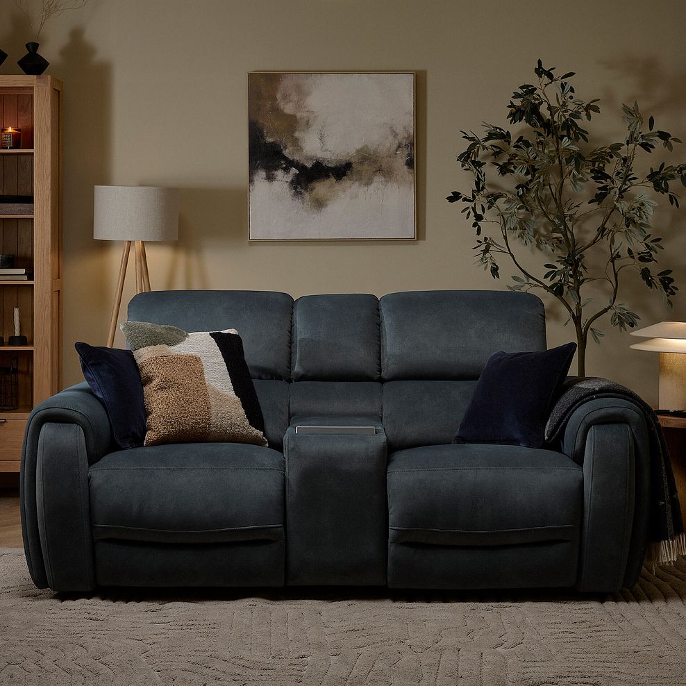Arabella 2 Seater Recliner Console Sofa with Smart Screen in Dexter Shadow Fabric 3