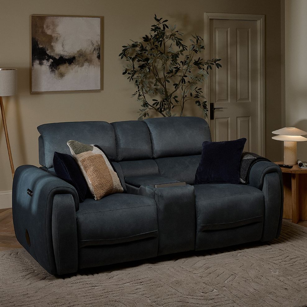 Arabella 2 Seater Recliner Console Sofa with Smart Screen in Dexter Shadow Fabric 4