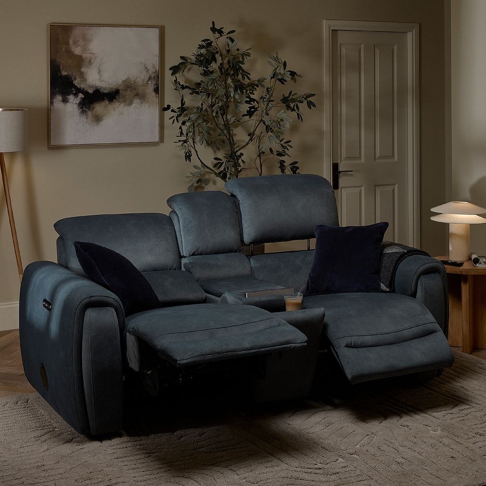 Arabella 2 Seater Recliner Console Sofa with Smart Screen in Dexter Shadow Fabric 5