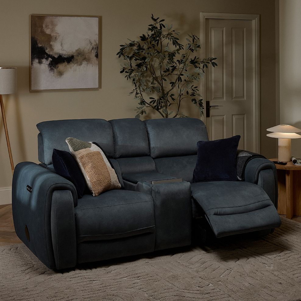 Arabella 2 Seater Recliner Console Sofa with Smart Screen in Dexter Shadow Fabric 6